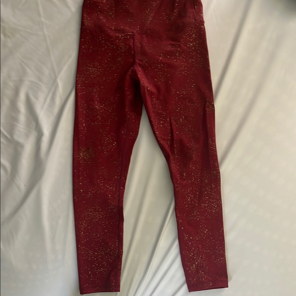 ZYIA Red and Gold Leggings High-Waisted Stretchy